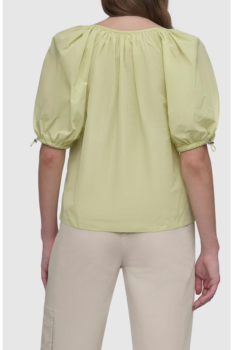 Drawcord Puff Sleeve Top, Alternate, color, TEA GREEN