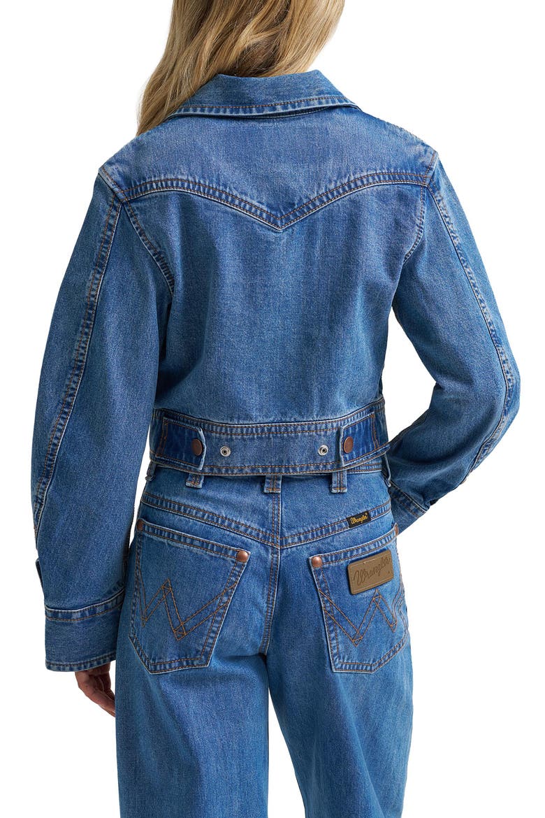 Super Cropped Denim Jacket, Alternate, color, COWBOY FADE