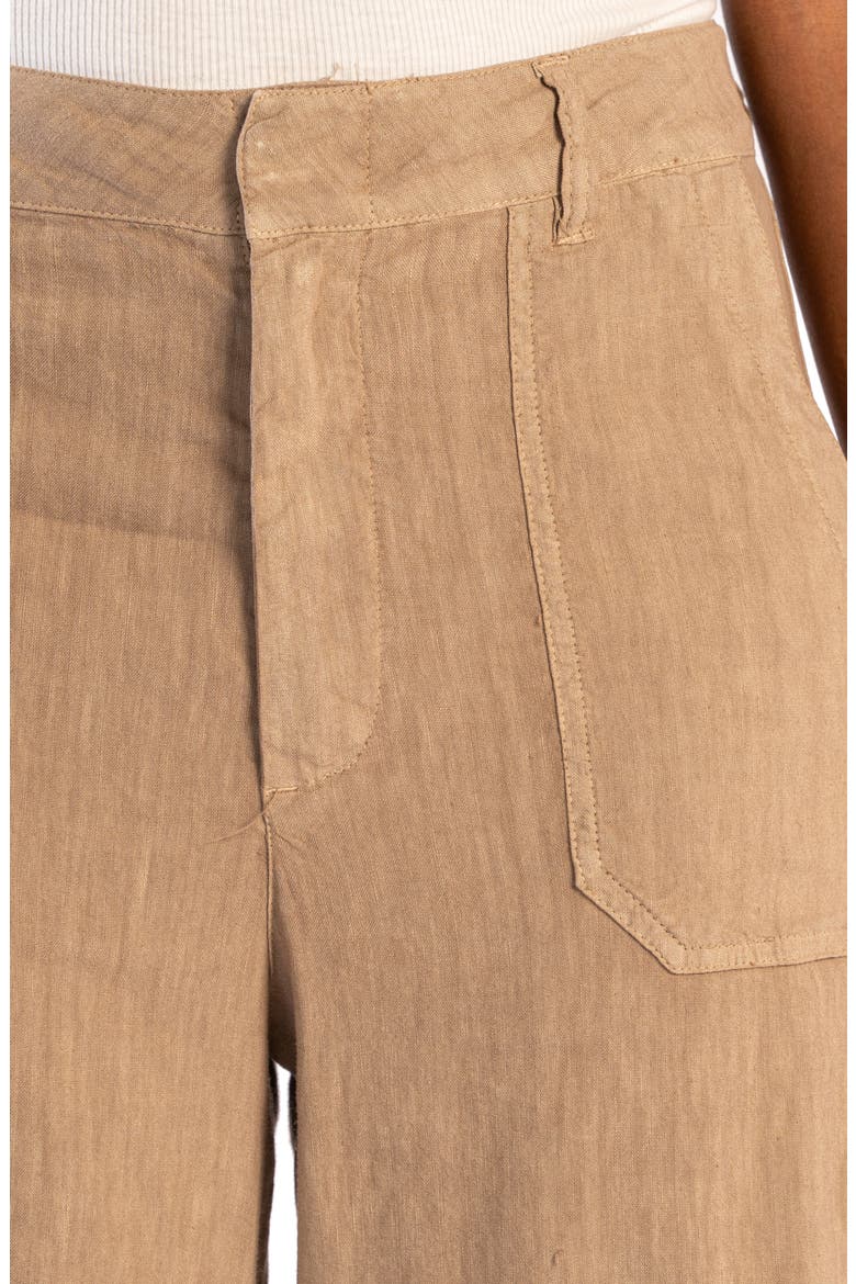 Topaz High Waist Crop Wide Leg Linen Blend Pants, Alternate, color, KHAKI