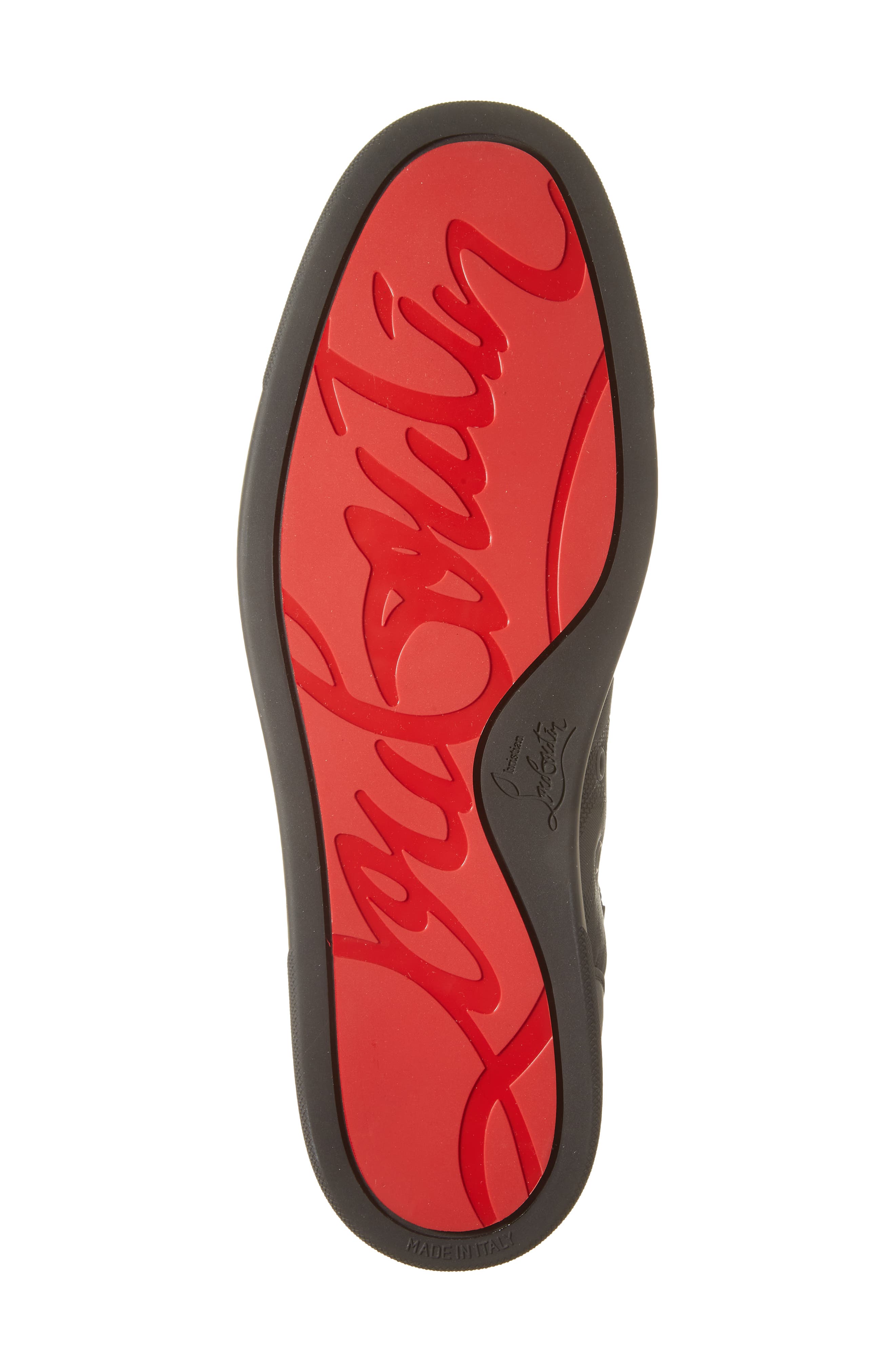 Christian Louboutin Louis Orlato Flat High Top Sneaker, Alternate, color, Black-Black