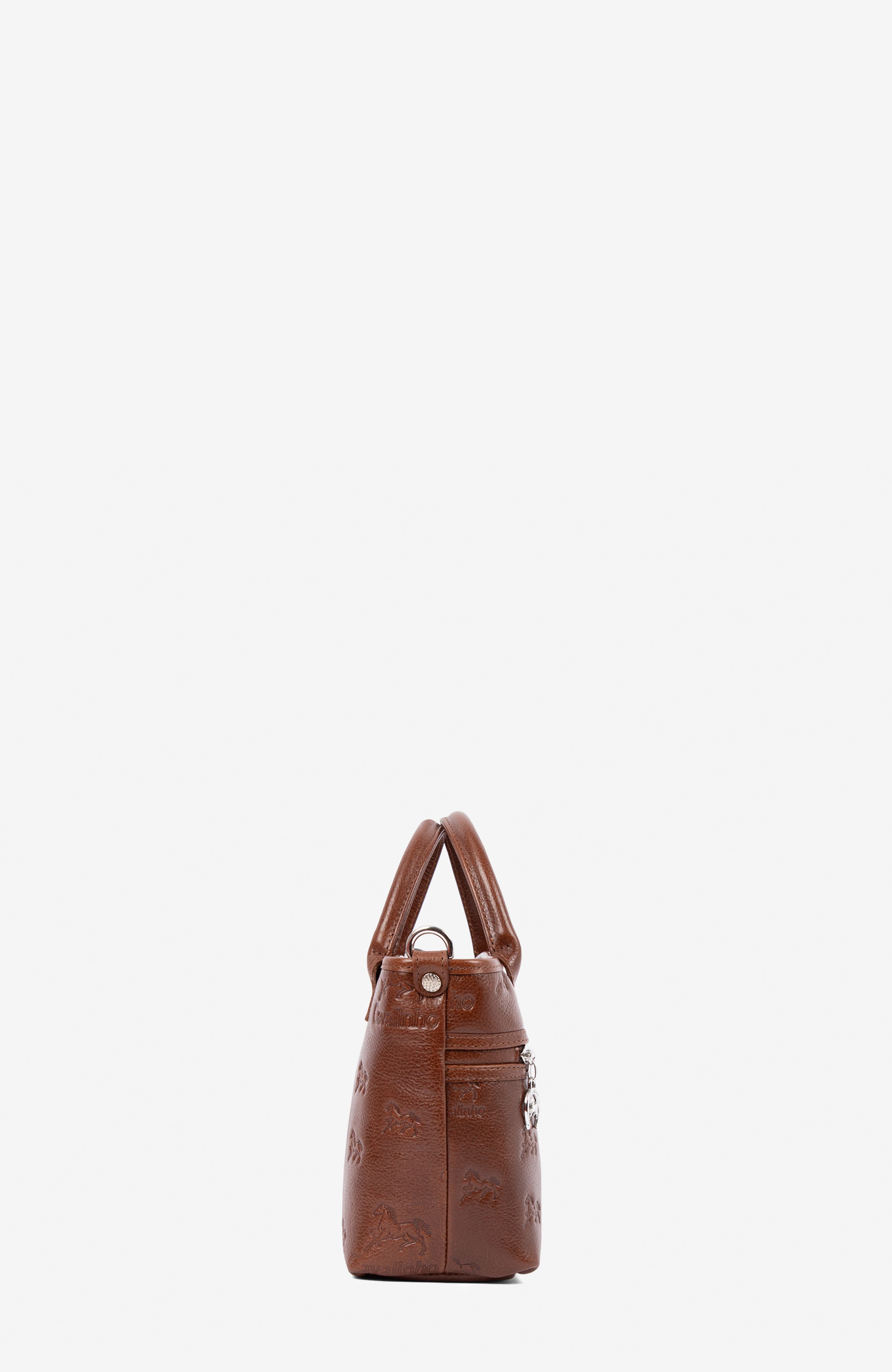 Cavalo Lusitano Embossed Leather Mini Handbag 572, Alternate, color, Camel Brown