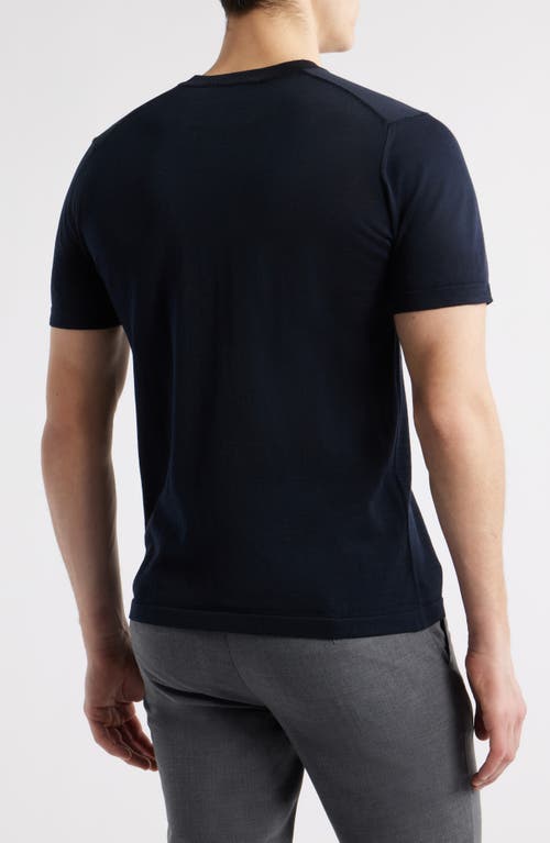 Jack Victor Wellington Heathered Cotton & Silk Crewneck T-shirt In Midnight