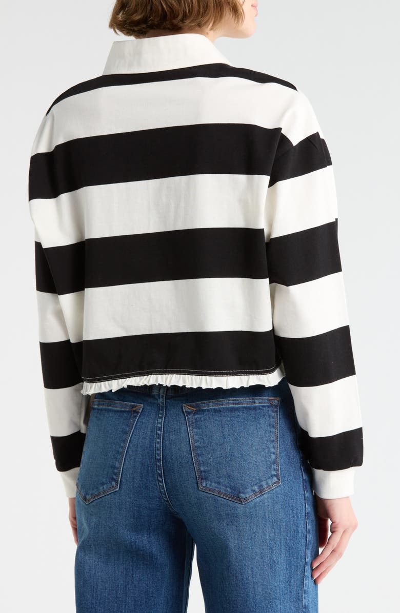 Vigoss Stripe Long Sleeve Cotton Polo, Alternate, color, Black Combo