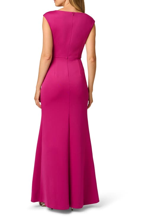 Asymmetric Pleated Mermaid Gown