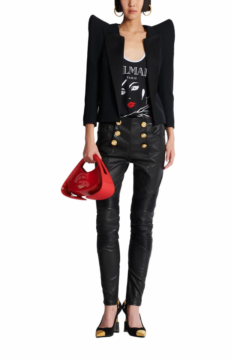 Balmain Flocked Relaxed Tank Top With Balmain Beauty Print, Alternate, color, Black