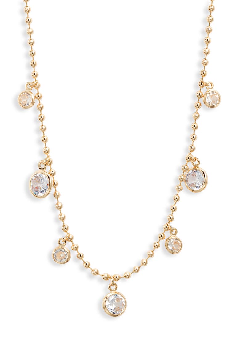 Scattered Bezel Cubic Zirconia Necklace, Main, color, CLEAR- GOLD