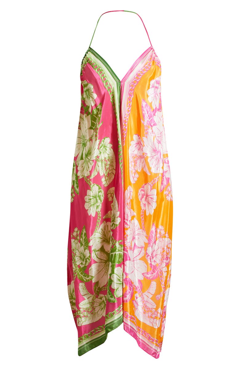 FARM Rio Floral Elegance Scarf Print Halter Cover-Up Dress, Alternate, color,