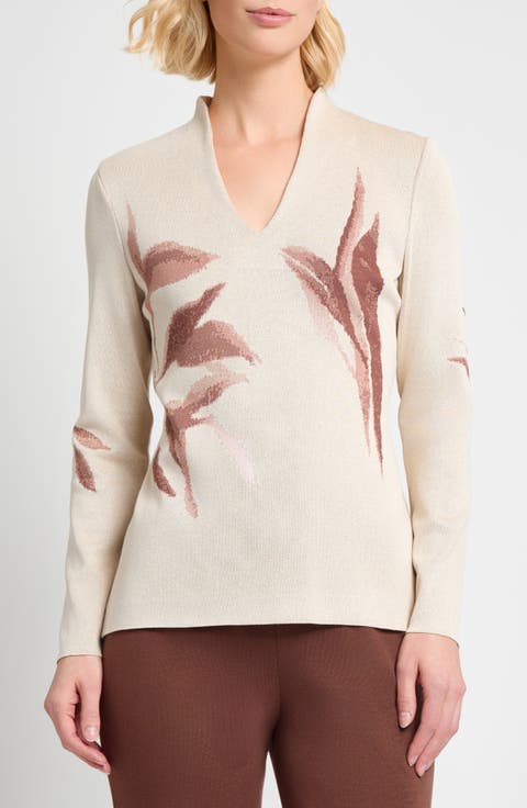 Botanical Jacquard Knit Top