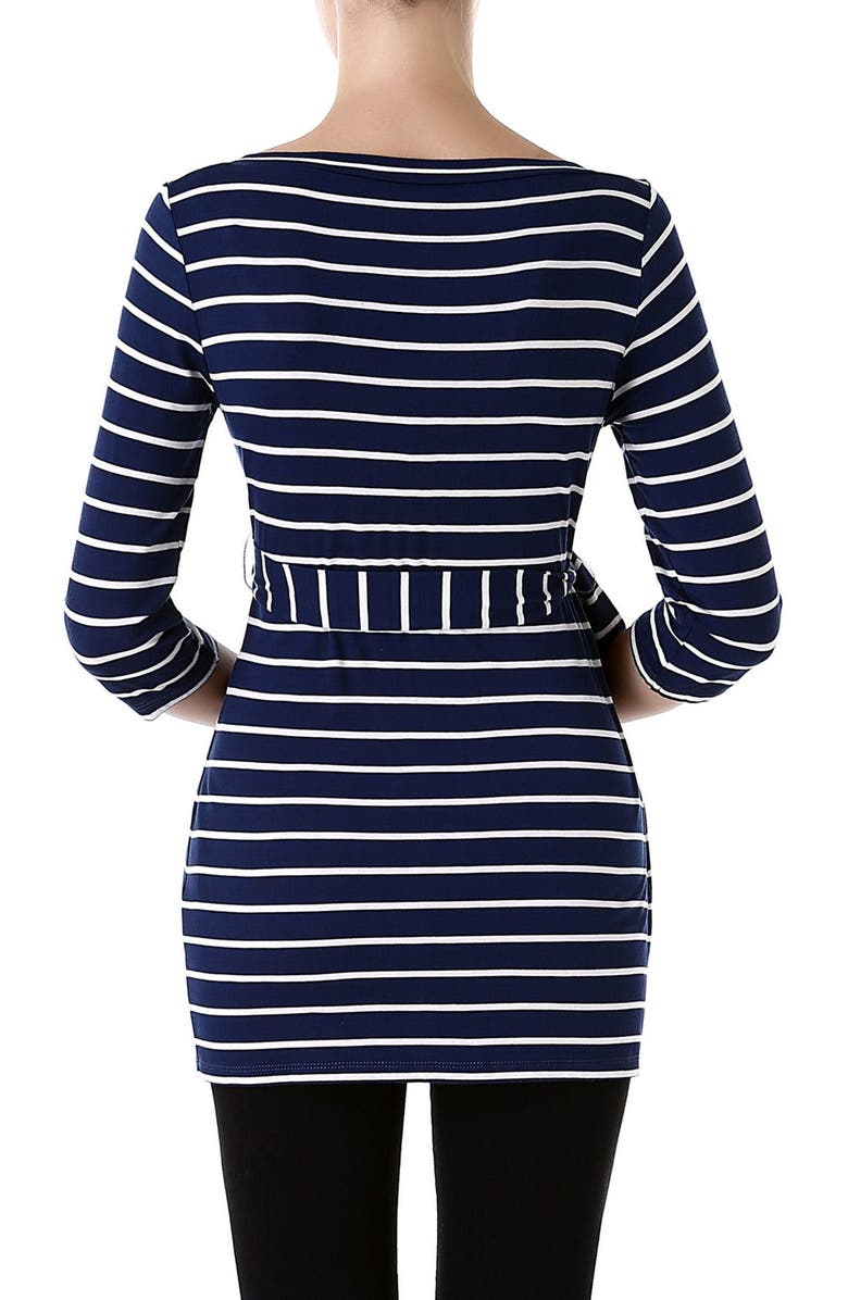 Kimi and Kai 'Whitney' Stripe Belted Maternity Top, Alternate, color, 