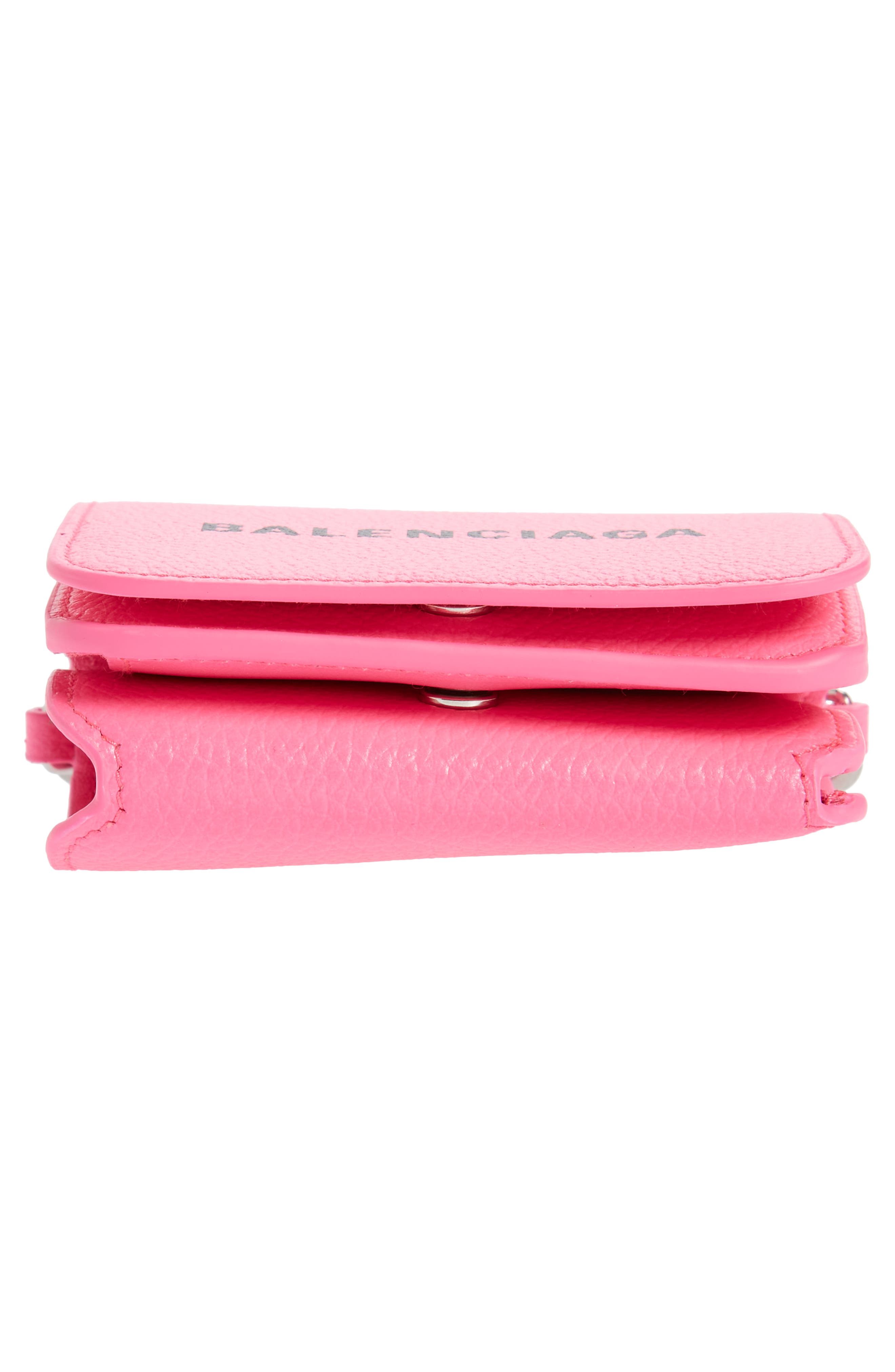 Balenciaga Mini Cash Leather Wallet on a Chain, Alternate, color, 