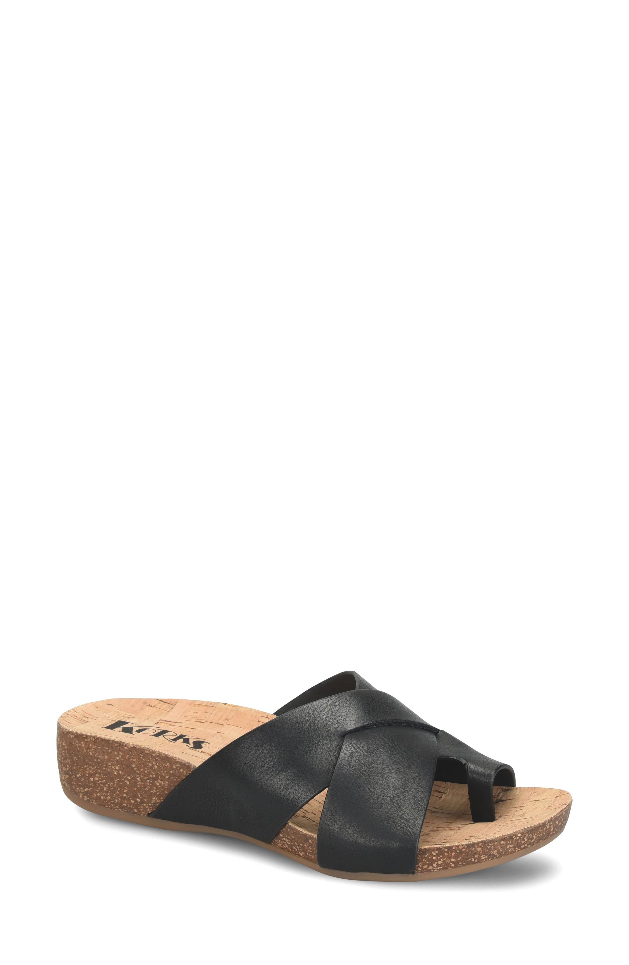 KORKS Micha Toe Post Sandal, Main, color, Black