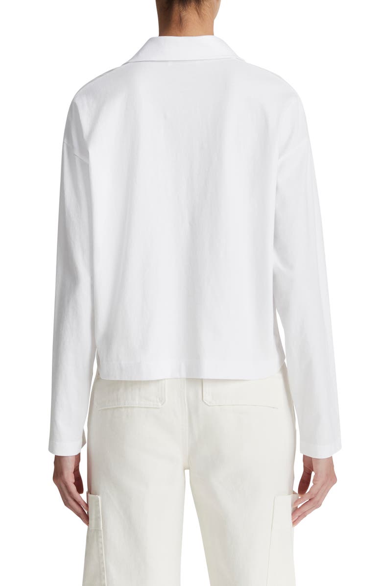 Vince Easy Long Sleeve Cotton Polo, Alternate, color, Optic White