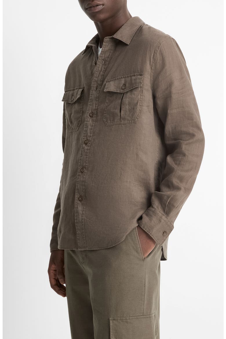 Relaxed Fit Linen Utility Shirt, Alternate, color, MANGROVE