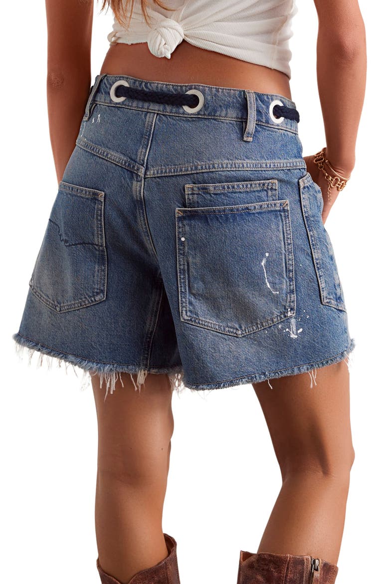 Moxie Distressed High Waist Denim Cutoff Shorts, Alternate, color, TIMELESS BLUE