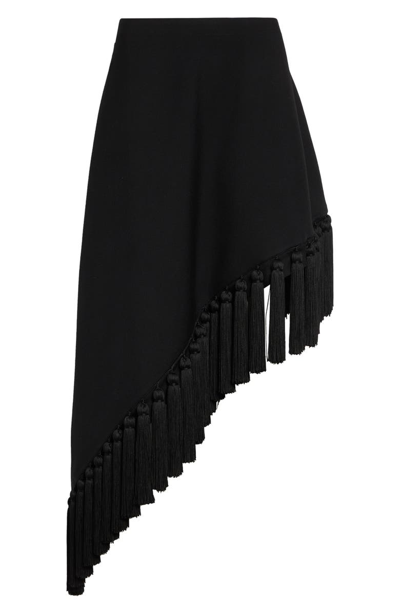 Alaïa Tassel Asymmetric Wool Skirt, Main, color, Noir Alaia