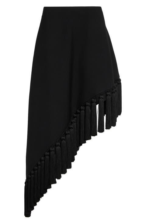 Tassel Asymmetric Wool Skirt