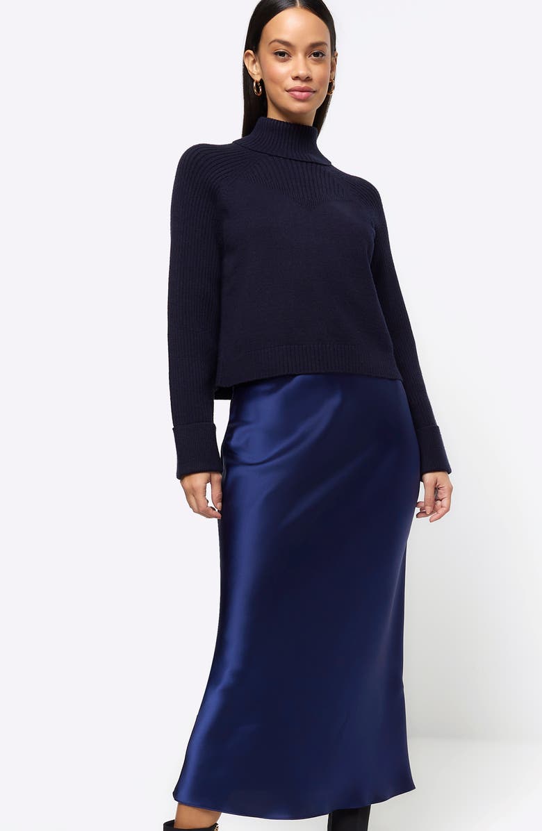 River Island Bias Cut Satin Maxi Skirt, Alternate, color,