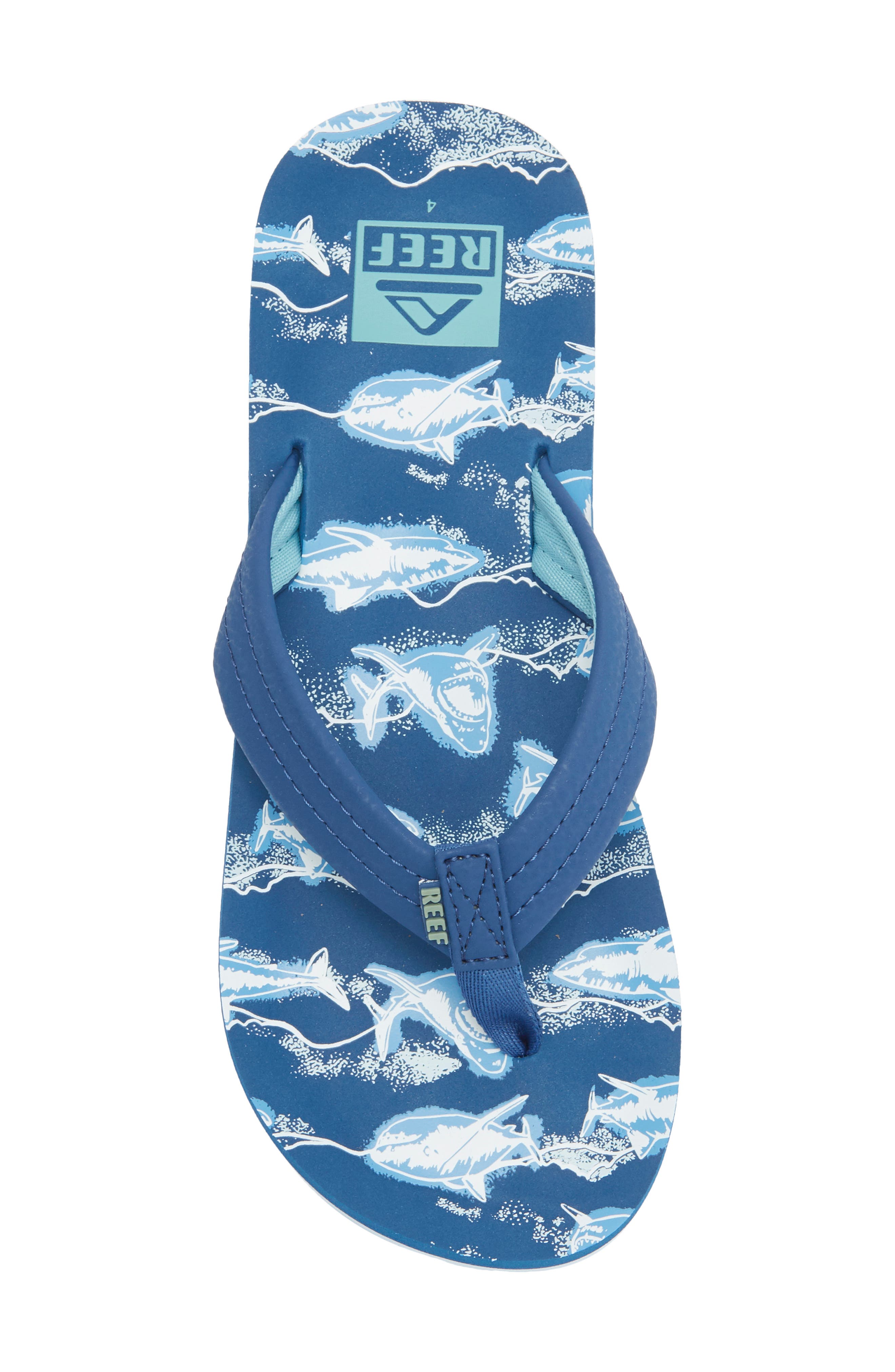 Reef Kids' Ahi Flip Flop, Alternate, color, Royal Sharks