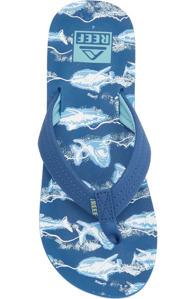 Reef Kids' Ahi Flip Flop, Alternate, color, Royal Sharks