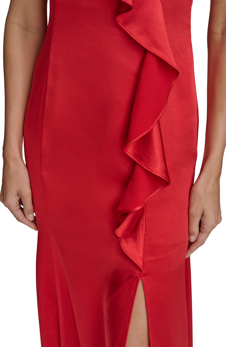 Donna Karan New York Ruffle Trumpet Gown, Alternate, color, Sahara Red