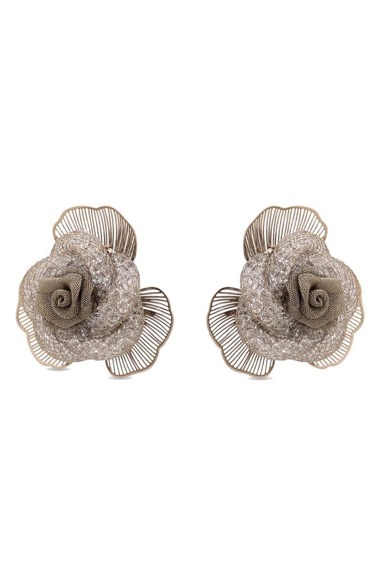 EYE CANDY LOS ANGELES Annelyse Blossom Stud Earrings, Alternate, color, Silver