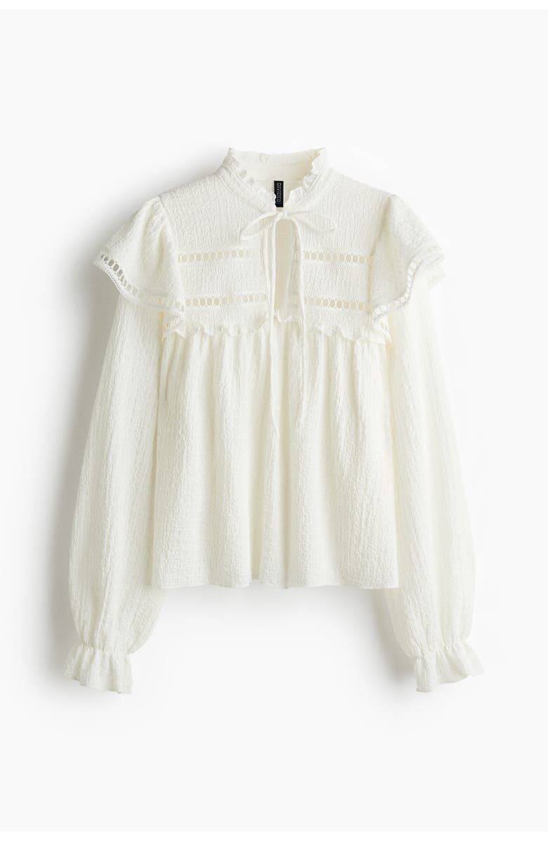 H&M Textured Jersey Blouse, Main, color, Cream
