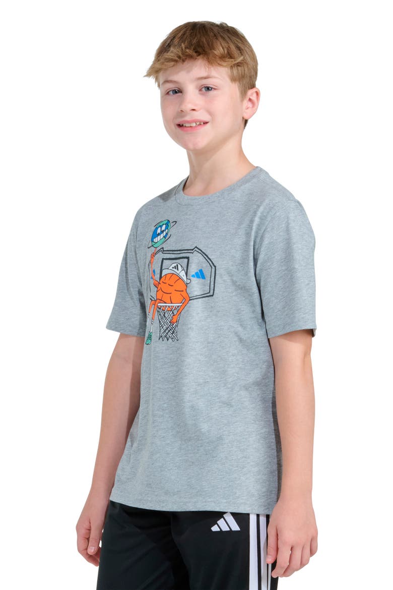 Kids' Basketball Doodle Graphic T-Shirt, Alternate, color, GREY HEATHER