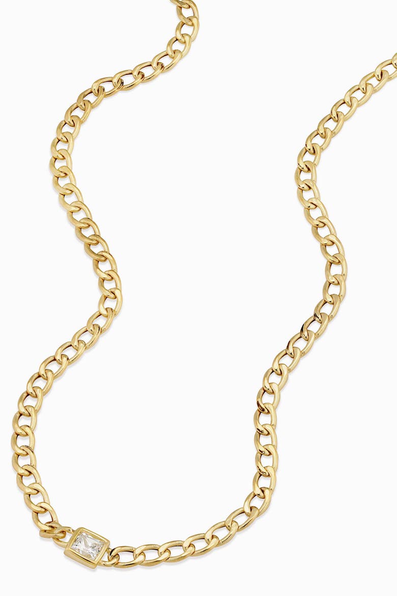 14K Gold Dazzle Me Curb Choker Necklace, Alternate, color, Gold - White Zirconia