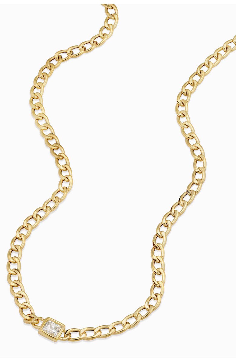 Oradina 14K Gold Dazzle Me Curb Choker Necklace, Alternate, color, Gold - White Zirconia