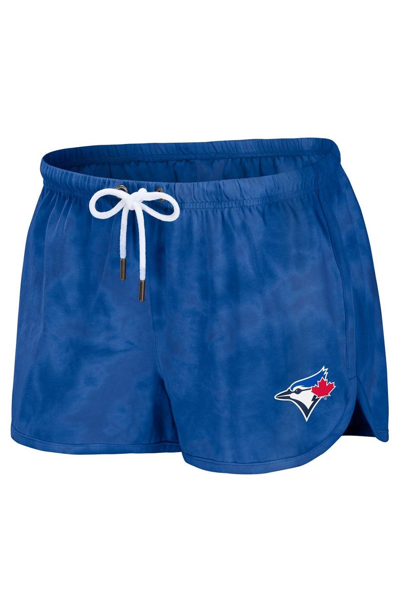 WEAR by Erin Andrews Women's WEAR by Erin Andrews Royal Toronto Blue Jays Tie-Dye Cropped Pullover Sweatshirt & Shorts Lounge Set, Alternate, color, 