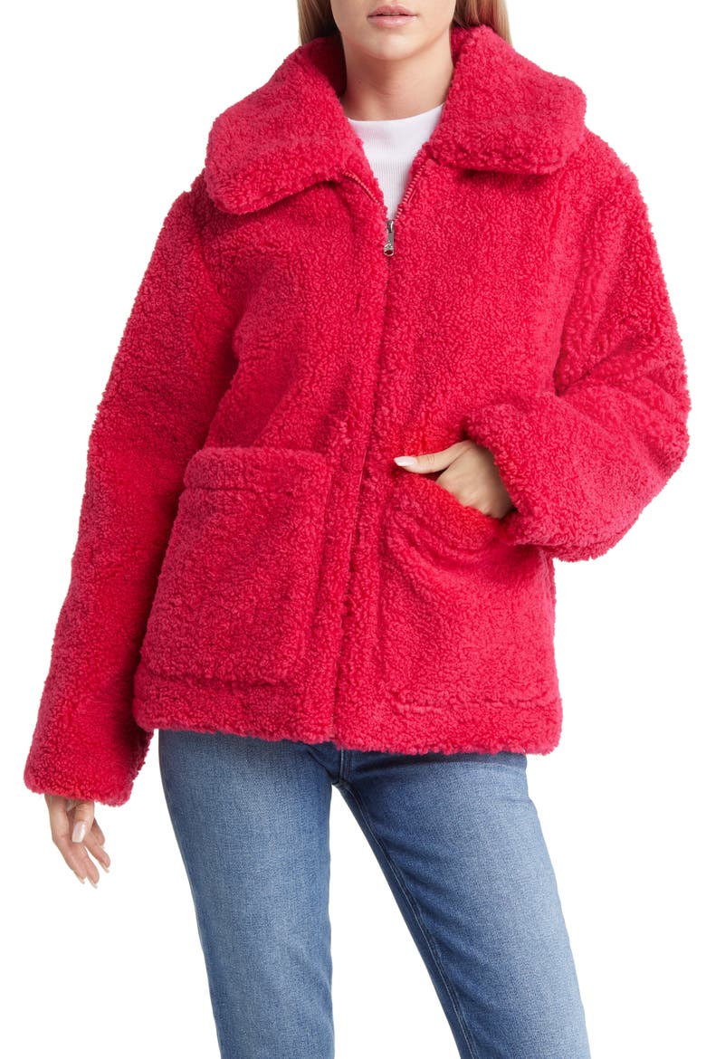 Fleece Teddy Jacket, Alternate, color, PINK