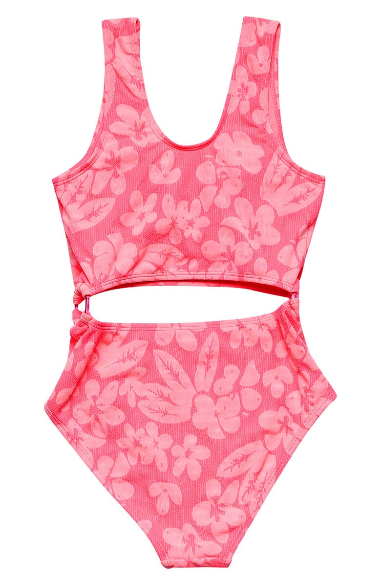 Beach Lingo Kids' Floral Jacquard One-Piece Swimsuit, Alternate, color, 
