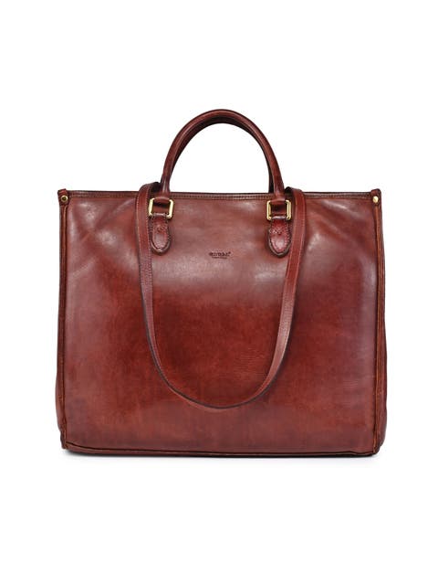 Clivia Genuine Leather Structured Carryall Tote