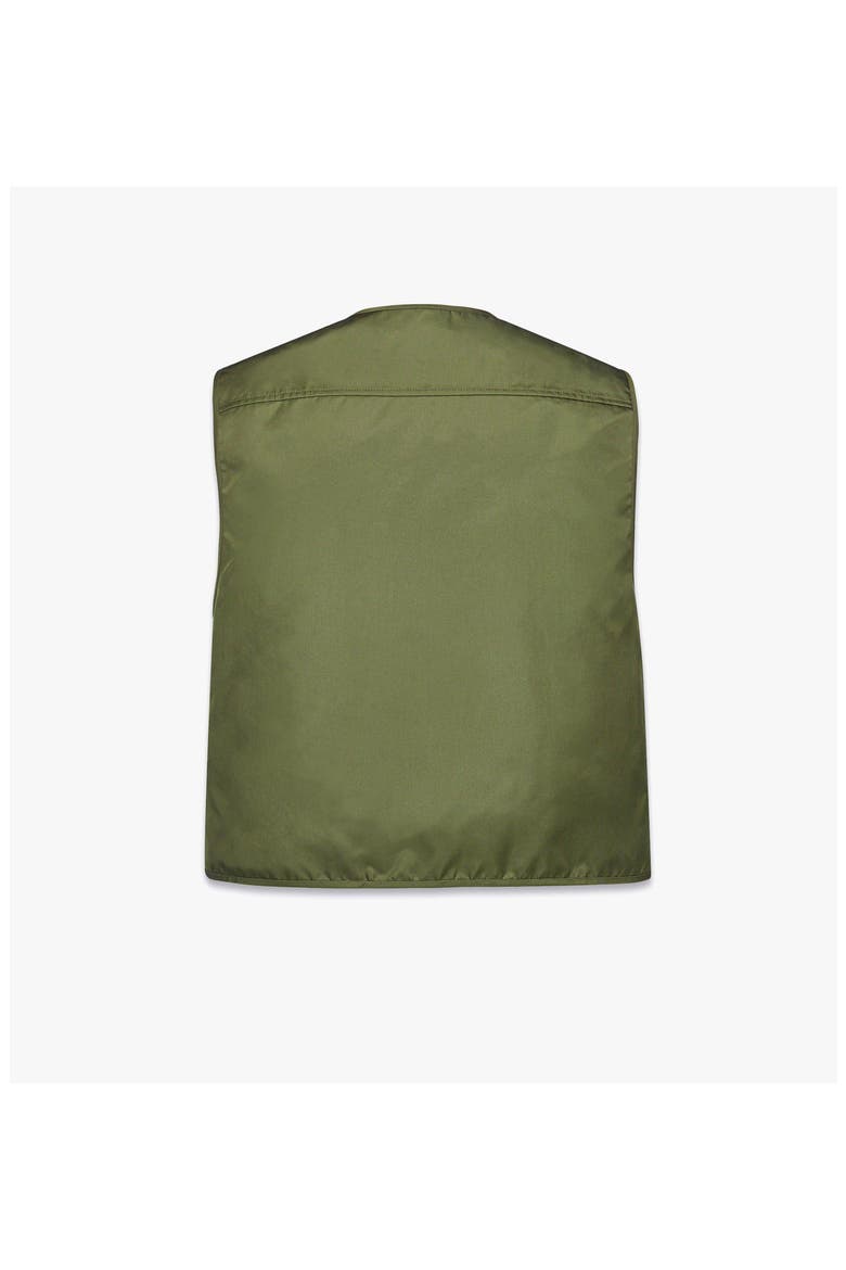 Vest in ECONYL® and Monogram Print Leather, Alternate, color, Khaki Moss