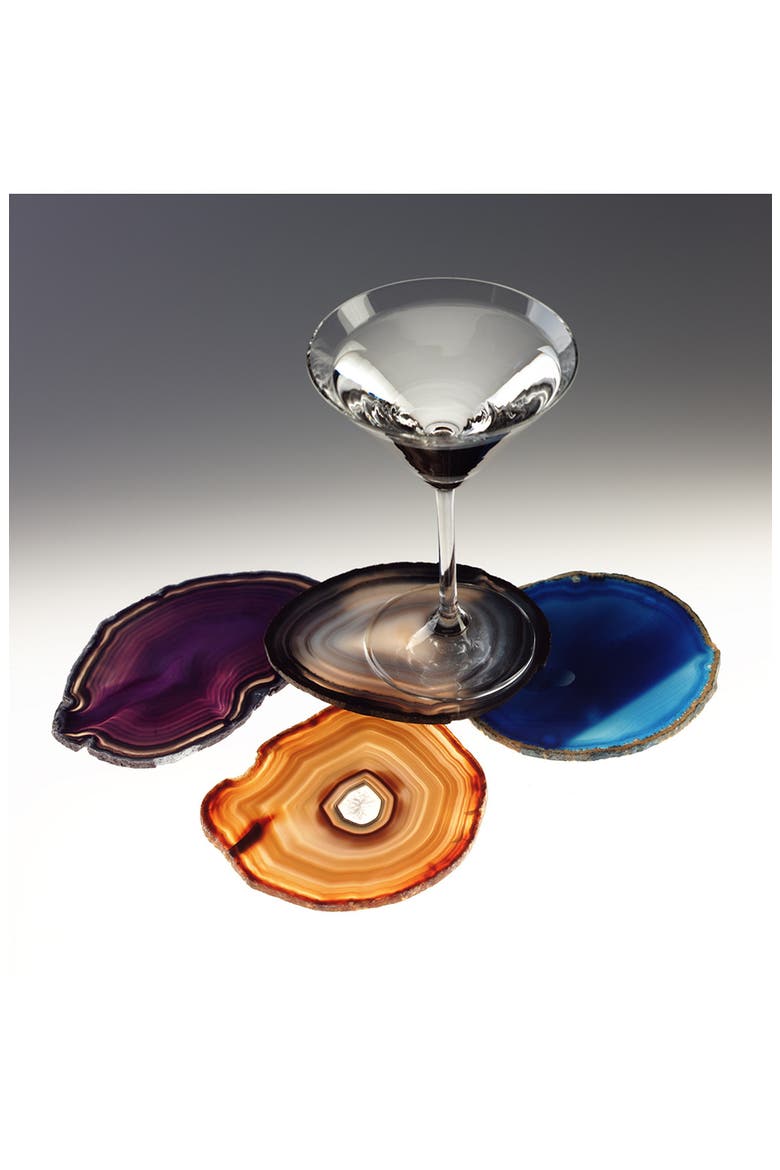 Pedra Set of 4 Agate Coasters, Alternate, color, ASSORTED