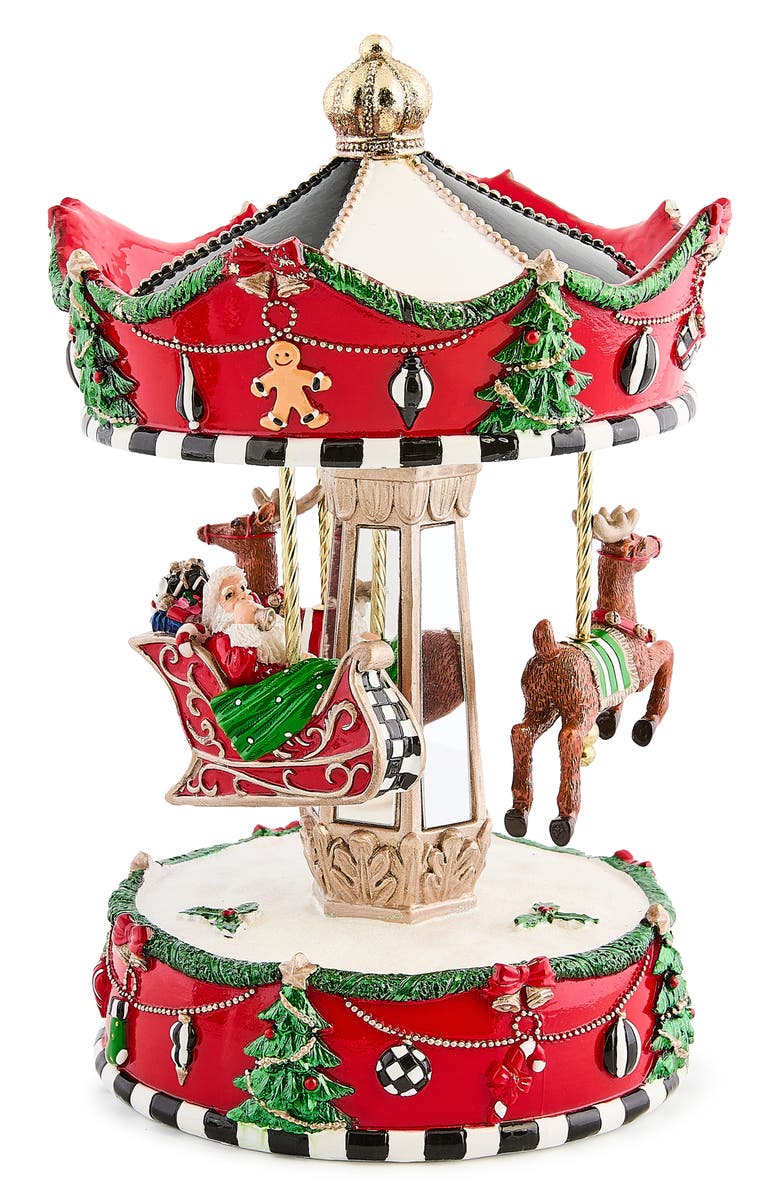 MACKENZIE CHILDS Christmas Carousel Decoration, Main, color, Red