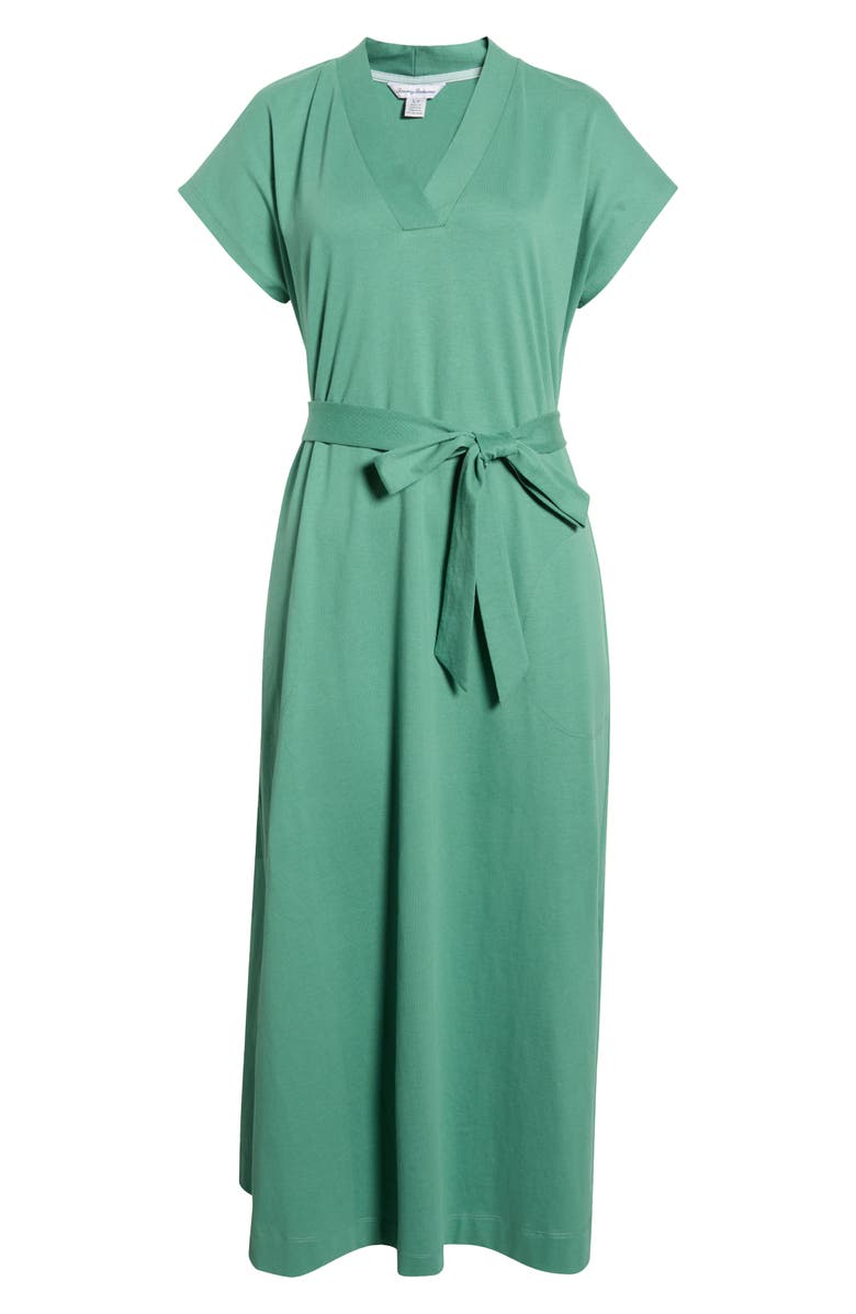 Tommy Bahama Islandscape Cotton Jersey Midi Dress, Alternate, color, Spruce Frost