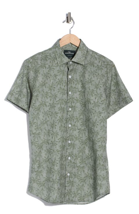 Brooklyn Short Sleeve Cotton & Line Blend Button-Up Shirt