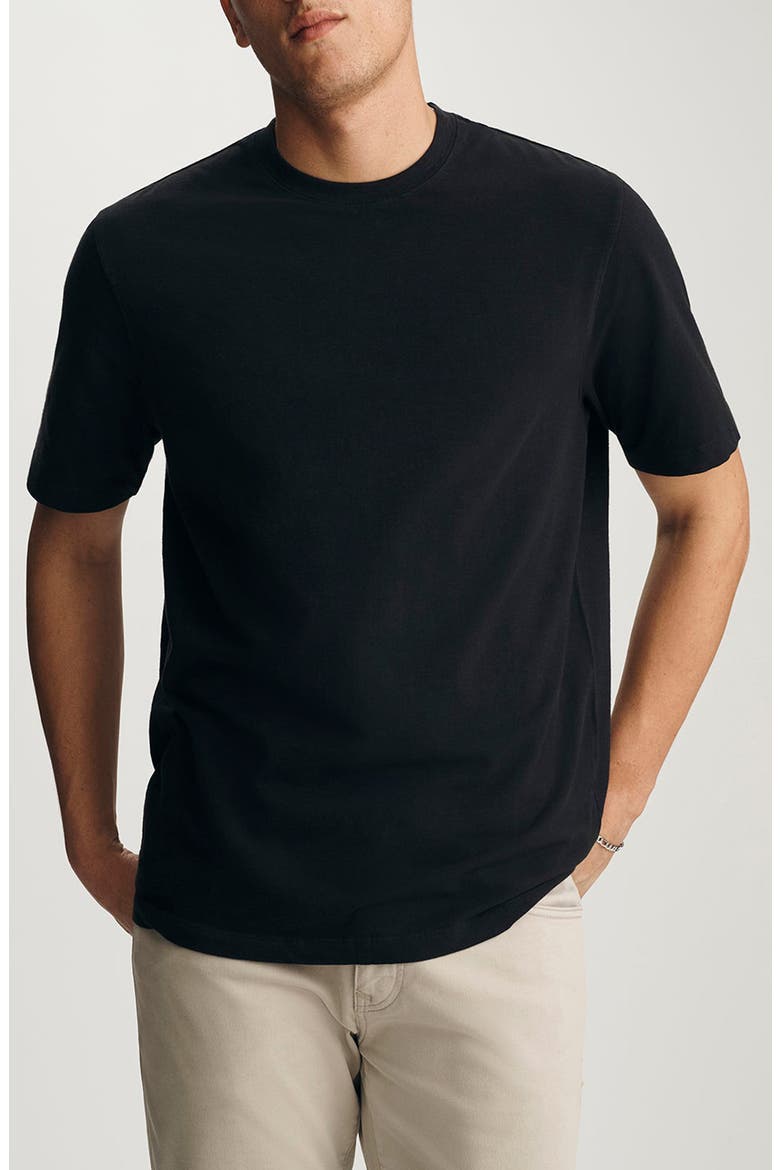 Black Slub Cotton Blend T-Shirt, Main, color, BLACK