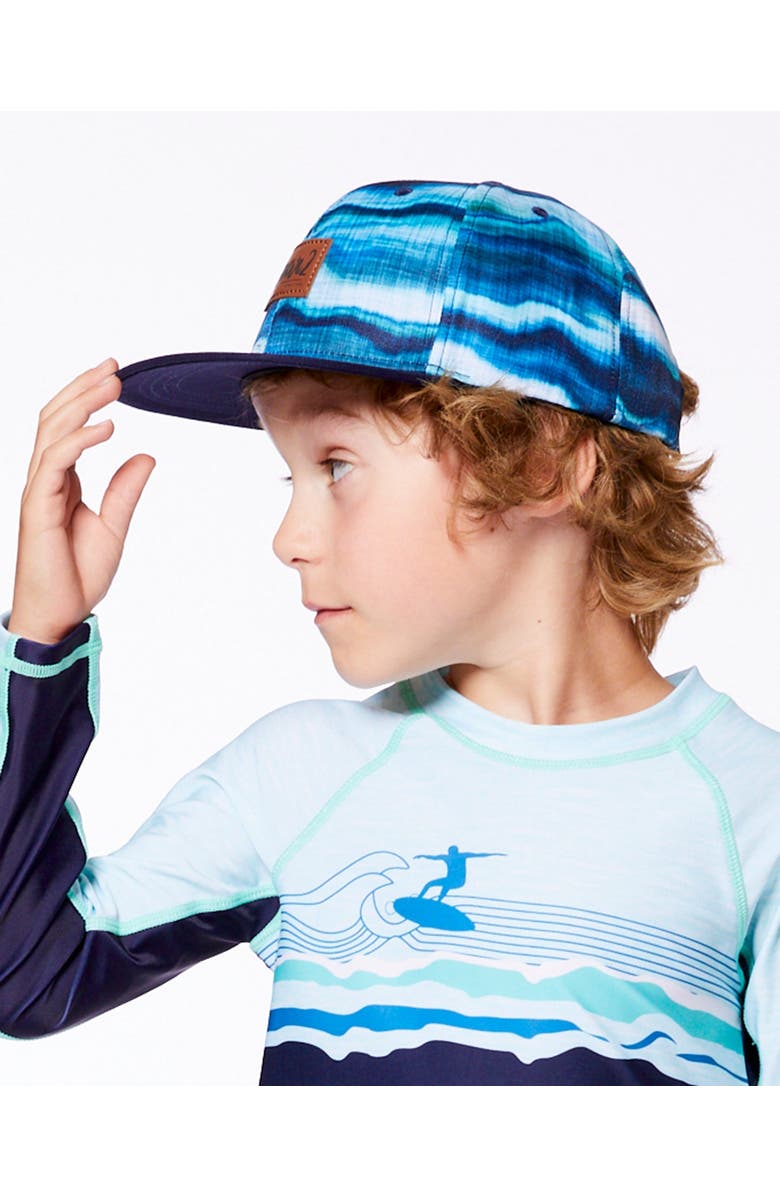 Deux par Deux Boy's Printed Cap Blue Wave And Black, Alternate, color,