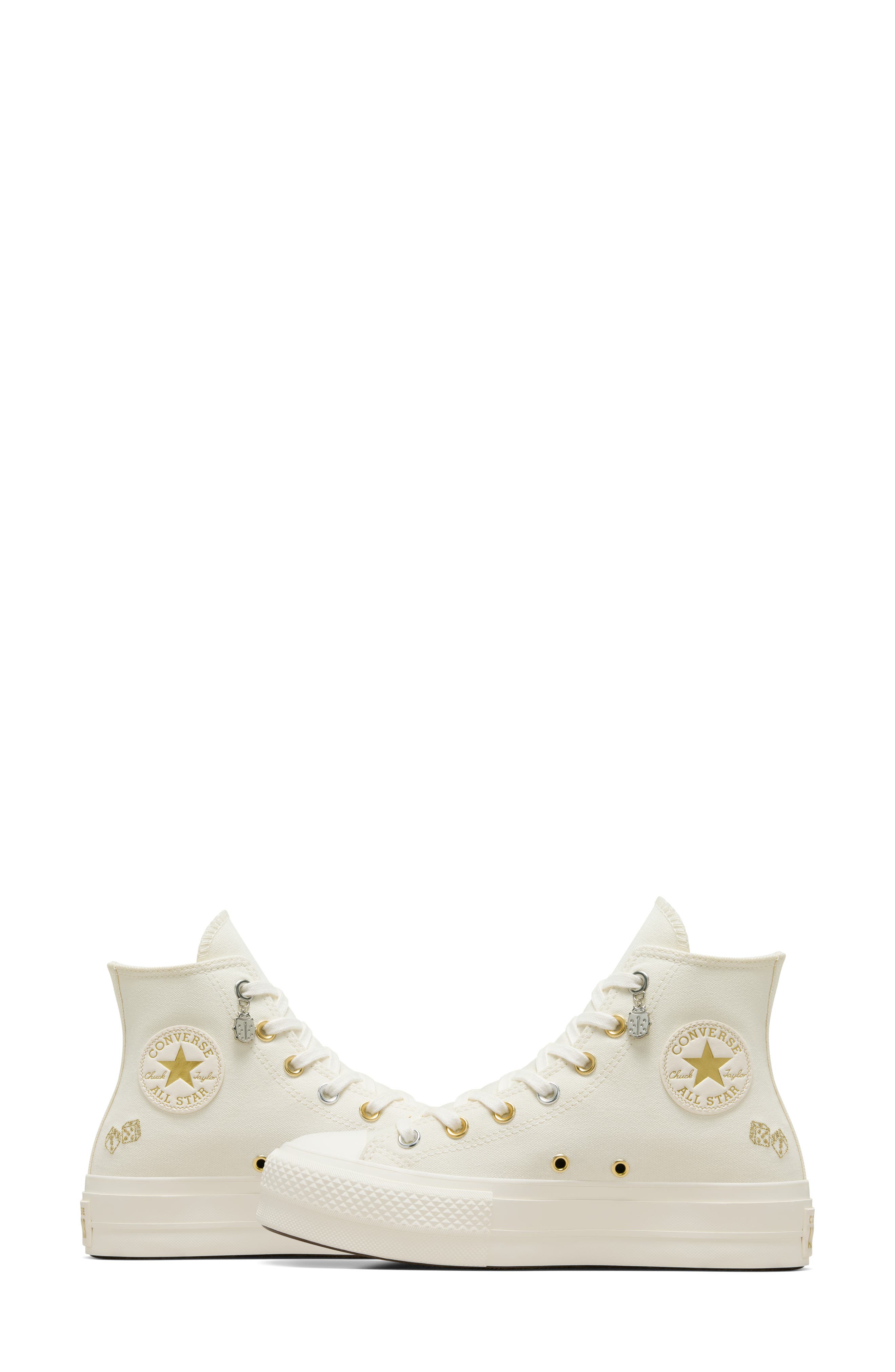 Converse Chuck Taylor<sup>®</sup> All Star<sup>®</sup> High Top Sneaker, Alternate, color, Egret/ Gold/ Silver