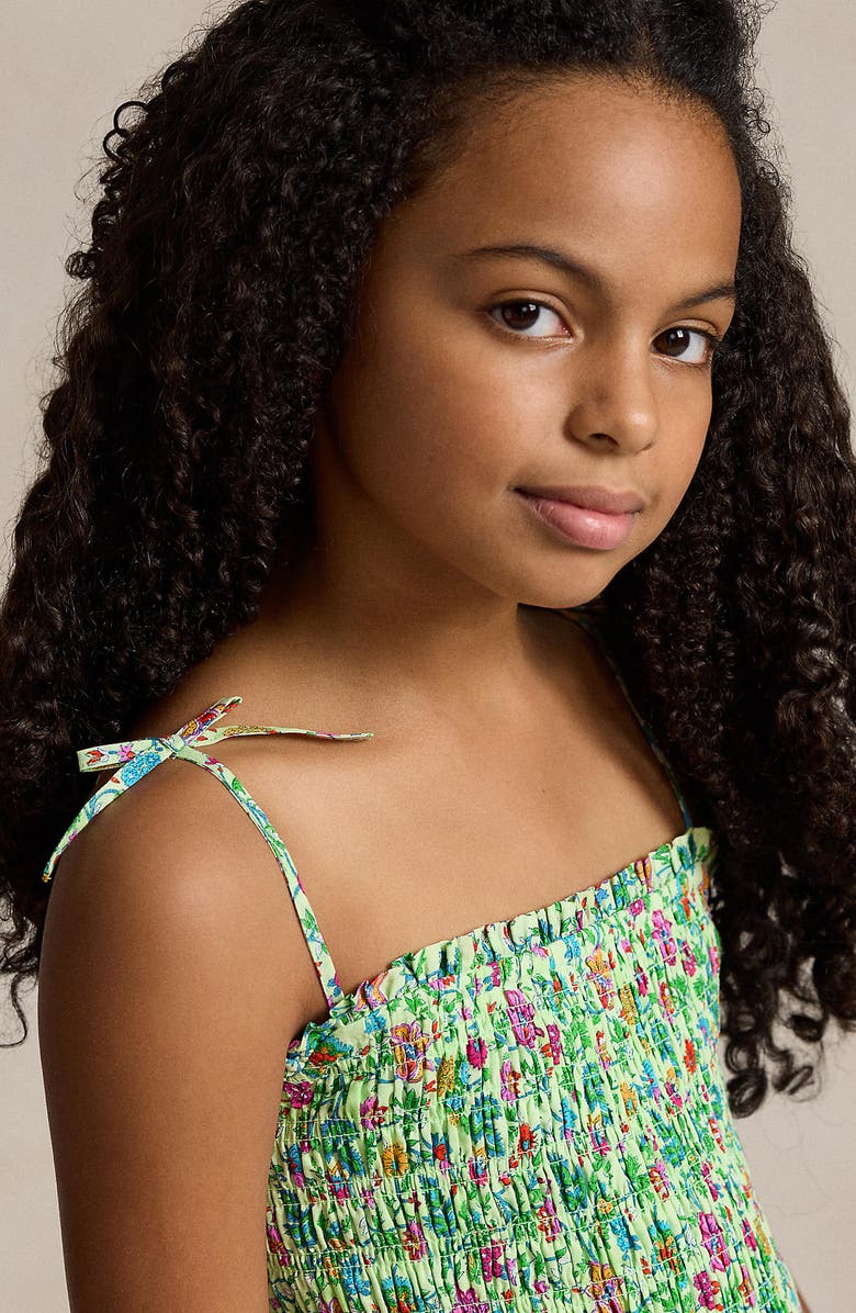 Polo Ralph Lauren Kids' Floral Smocked Romper, Alternate, color, Botanical Woodblock