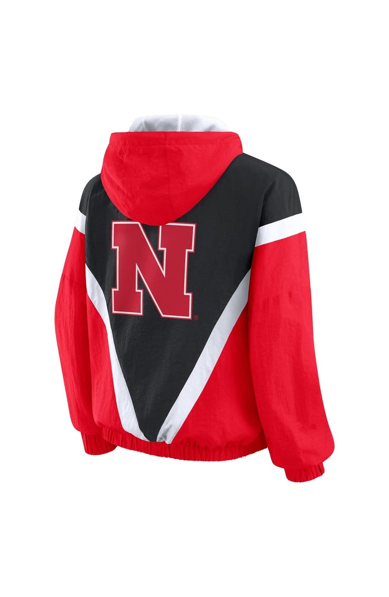 WEAR by Erin Andrews Women's WEAR by Erin Andrews Scarlet/Black Nebraska Huskers Colorblock Full-Zip Hoodie Windbreaker Jacket, Alternate, color, Scarlet
