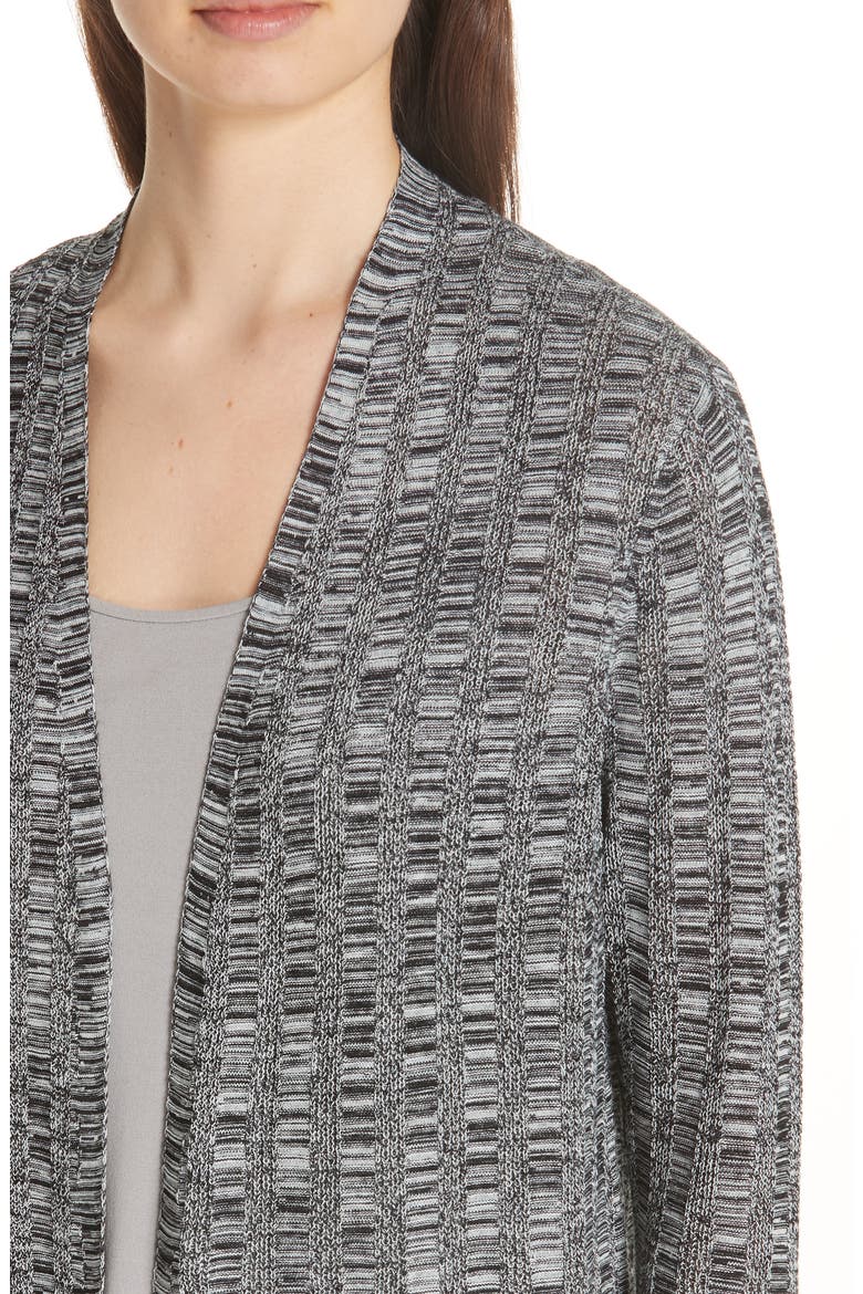 Bell Sleeve Silk Blend Cardigan, Alternate, color, BLACK