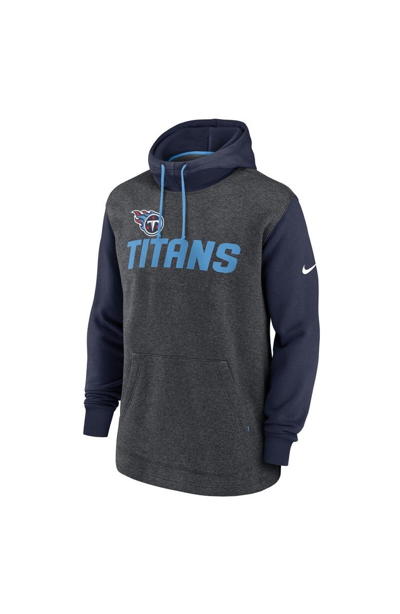 Nike Men's Nike Heathered Charcoal/Navy Tennessee Titans Surrey Legacy Pullover Hoodie, Alternate, color, Heather Charcoal