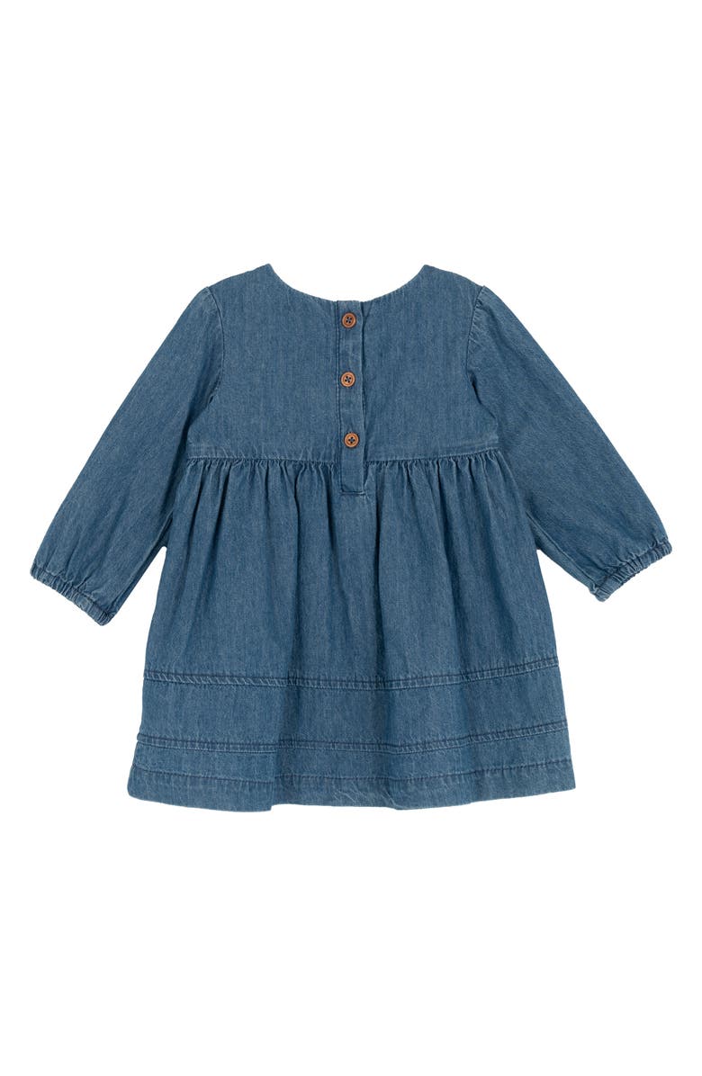 Rare Editions Embroidered Long Sleeve Denim Dress, Alternate, color, Blue