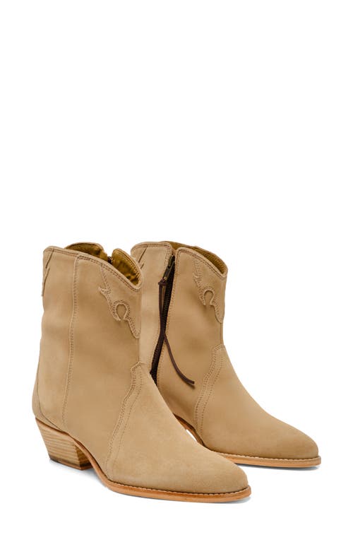 Free People New Frontier Western Bootie In Oyster Suede