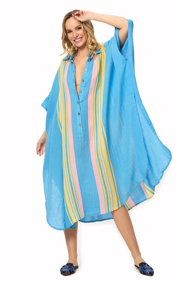 SAACHI Collar Kaftan Shirtdress, Alternate, color, Blue