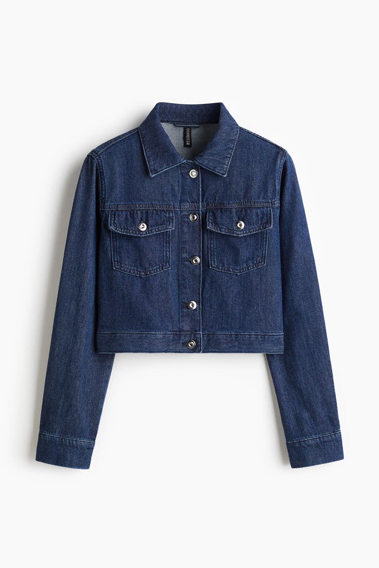 Cropped Denim Jacket, Alternate, color, Dark denim blue