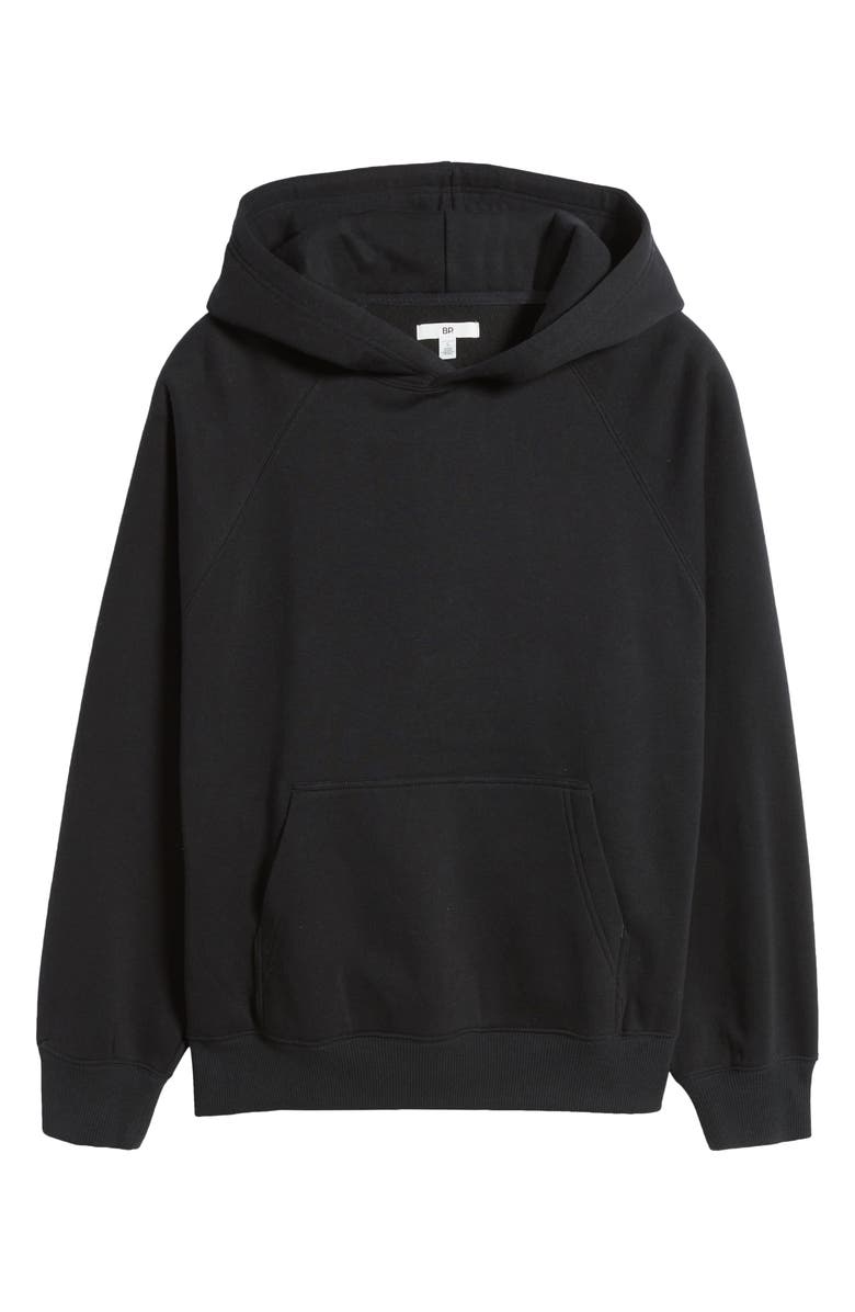 BP. Fleece Detail Oversize Raglan Hoodie, Alternate, color, Black Jet